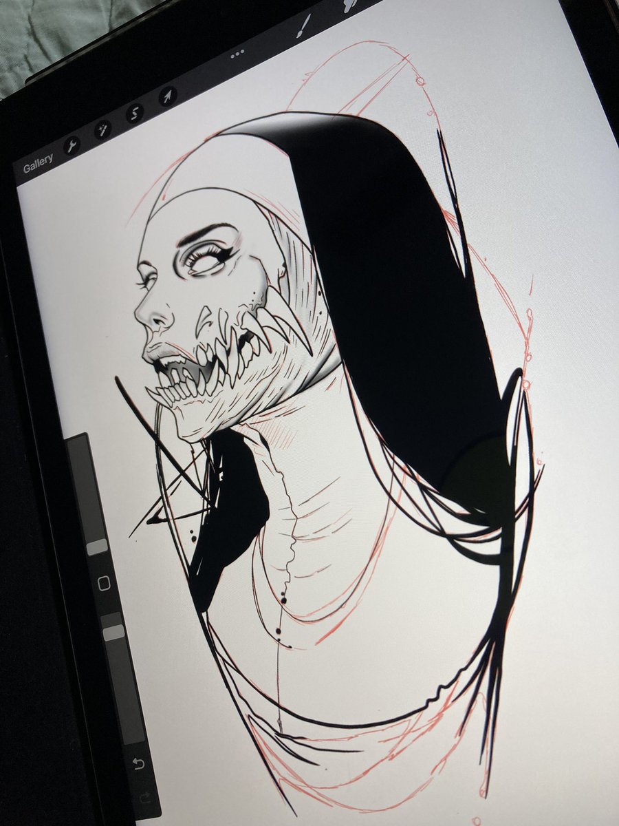 _miszamericka's tweet photo. Finally get to tattoo this piece I been wanting to try this zombie nun . Need some dark art in my life 😍🖤 will be on skin soonnnn https://t.co/H8WWqL56x0