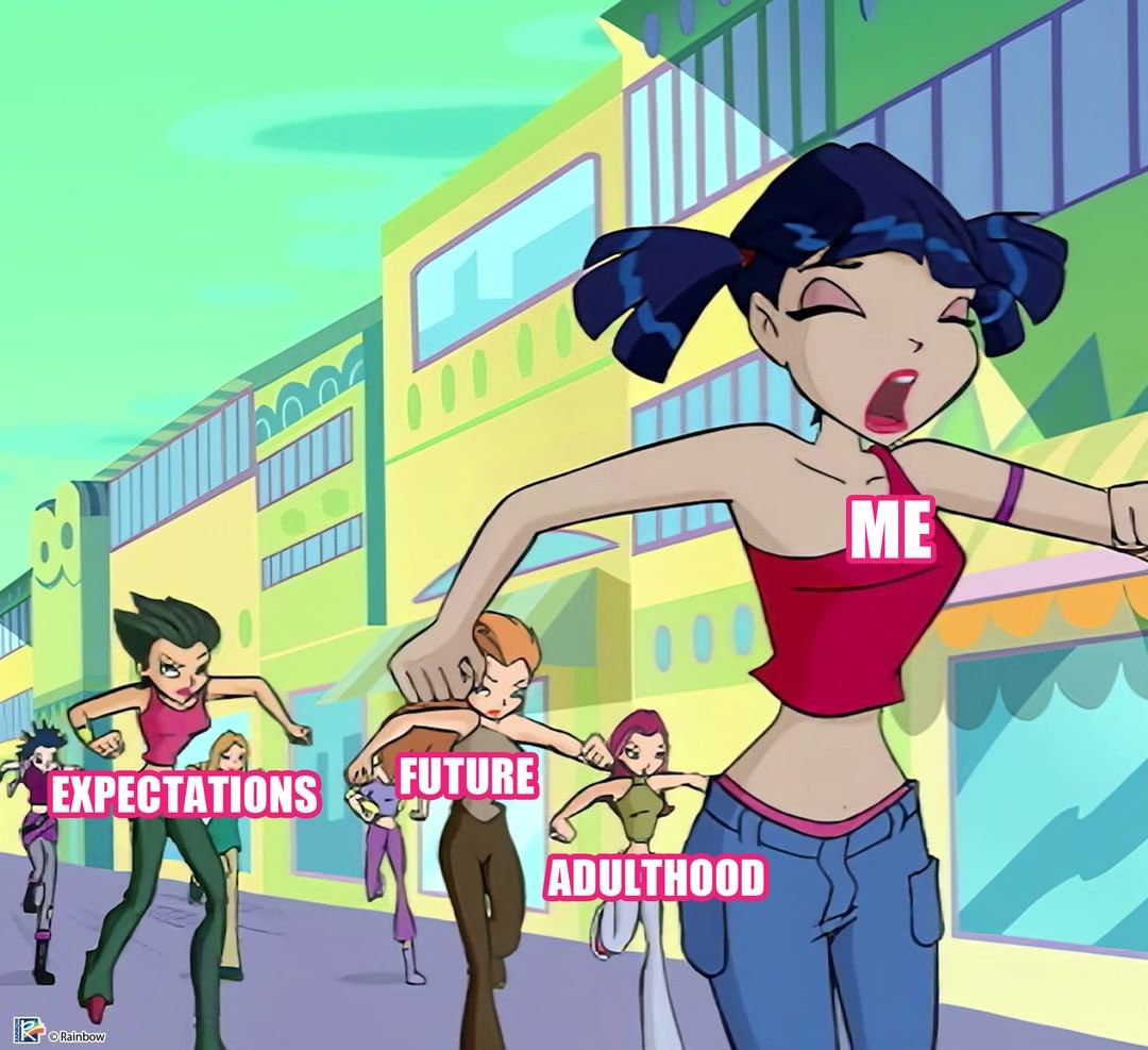 winxclubpretty's tweet photo. Me trying to escape my problems:
#WinxClub #Winx #WinxClub1 #Winx1 #Musa #WinxClubMusa #Everyday #WinxClubEveryday #WinxEveryday #Meme #WinxClubMeme #WinxMeme #Cloudtower #Magix #Italy https://t.co/loM4l1q7tg