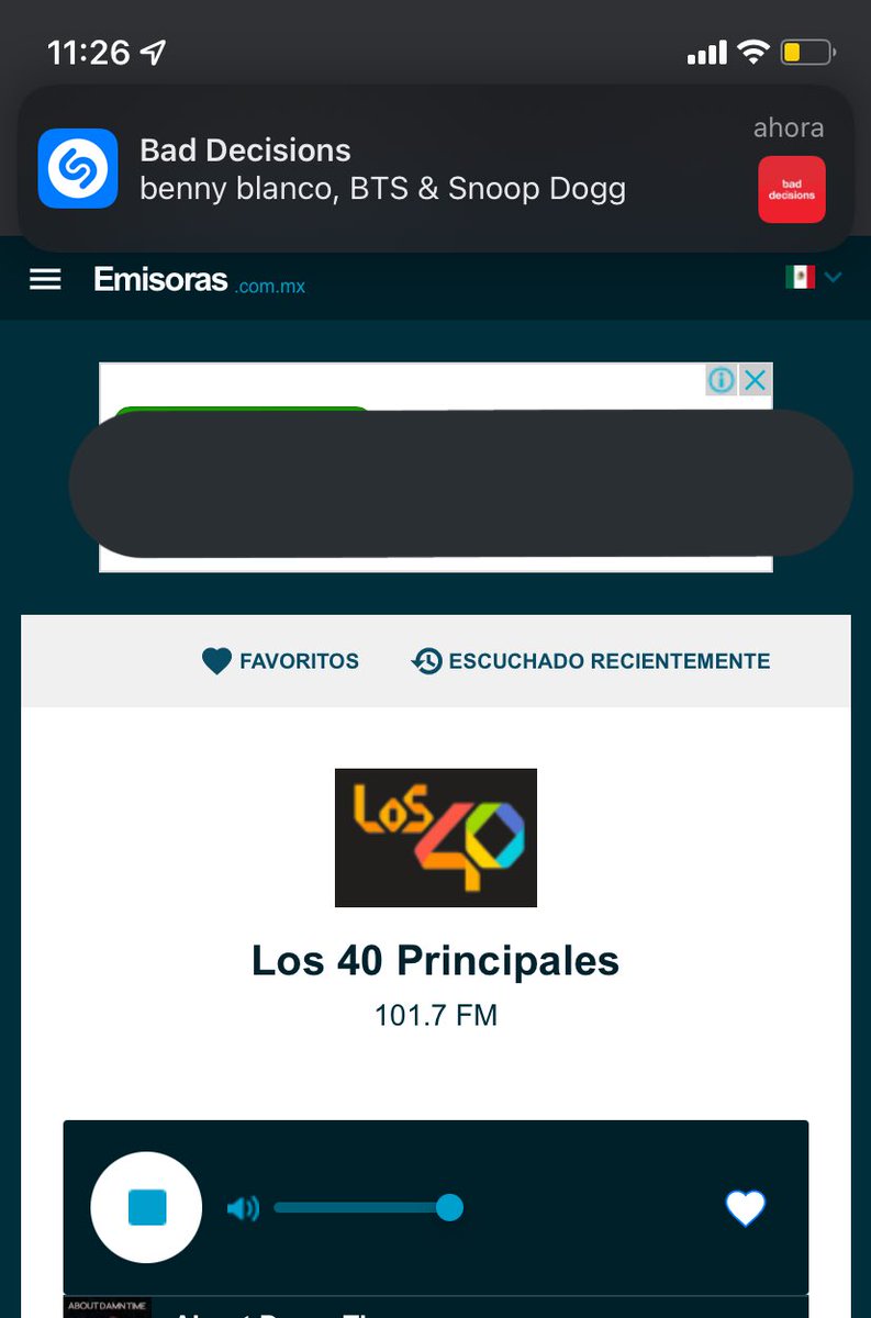 LesMjk's tweet photo. Buenos días 🥰 me levante y escuché una canción que ahorita me esta encantando mucho #baddecisons de #BennyBlanco @BTS_twt & #SnoopDogg en los @los40mx adoro su estación 🥺, gracias por ponerla 🙏 https://t.co/nbcVhH1XPq