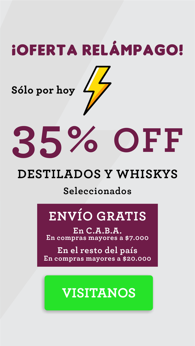 35% OFF en Destilados y Whiskys.

Sólo por hoy. Hasta agotar stock.

espaciovino.com.ar/landing/35-Off…

#whisky #destilados