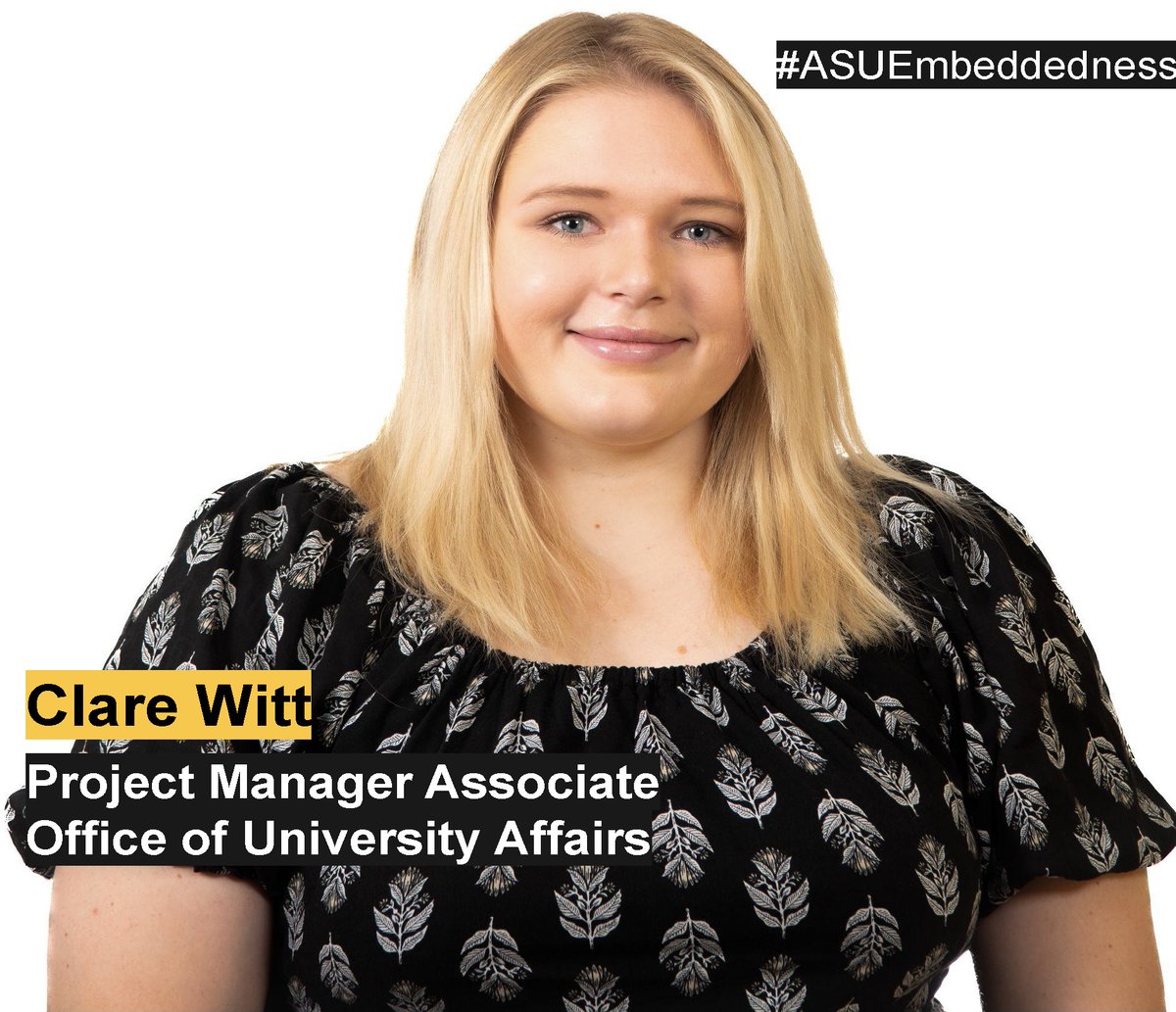 ASUEmbeddedness's tweet photo. Meet a Student Staff Member Monday! Clare is in the process of getting her master's degree in Visual Communications Design at the Herberger Institute for Design and the Arts.
#ASUembeddedness @ASUHIDA @ASUDesignSchool https://t.co/nRKT0qnlIv