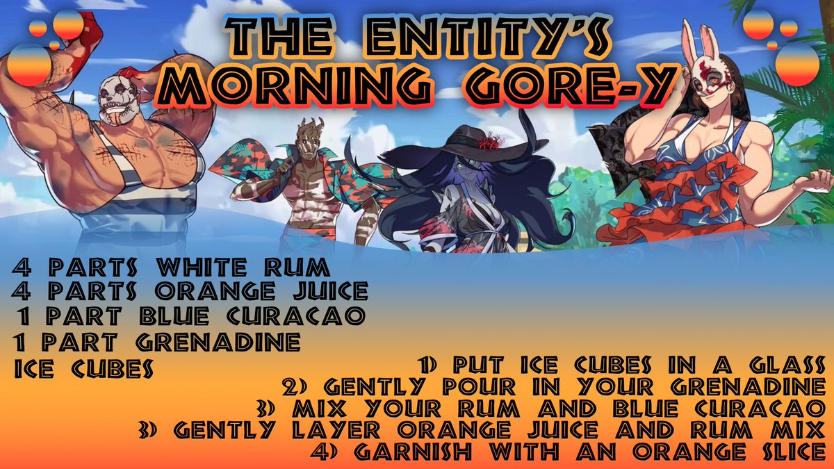 ContentDelta's tweet photo. Did you see that #CocktailStream on this week's schedule?
Well... It's gonne be an gOwOd time this Friday as we enjoy a Morning Gore-y.
@HookedByBHVR #DatingSim #DrunkByDaylight @gravekeepers_ #HorrorCommunity https://t.co/Xgc1DuiBrk