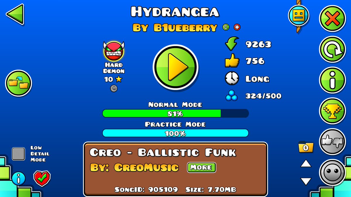 Checrypt01's tweet photo. I'm almost done!
This level is SOOO FUN dude. It's amazing!
That's why I haven't given up yet. And I'm GOING to do this! ^w^
#GeometryDash #B1ueberry #Hydrangea #HardDemon https://t.co/qgFSjTq7fS