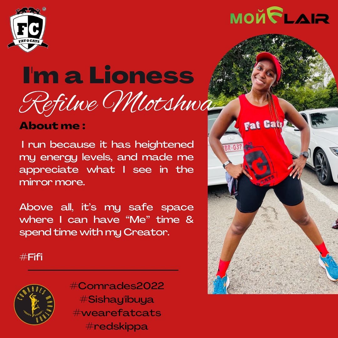 fatcats_ac's tweet photo. The hype is on and we know you are ready for the big celebration at Moses Mabhida next weekend!
Meet our #redskippa Lionesses who will be lining up for Comrades this year.
#wearefatcats
#RedSkippa
#getyourflairon
#SheRunsPeriod
#Sishay’ibuya - The Return https://t.co/eQ4xKTojYe