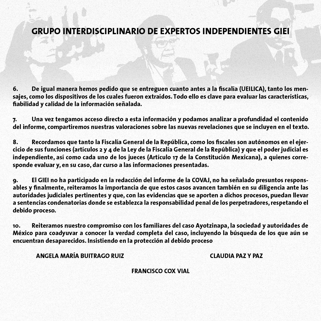 CentroProdh's tweet photo. 🚨Compartimos el siguiente #COMUNICADO del @GIEIAYOTZINAPA, tras la Presentación del Informe de la Comisión para la Justicia y la Verdad del caso 

#Ayotzinapa https://t.co/dcdBToRJKu