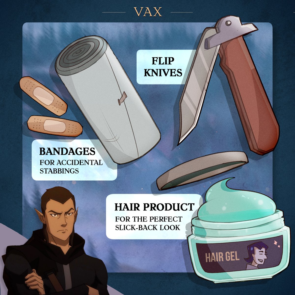 CritRoleOnPrime's tweet photo. Only the essentials for this party. #TheLegendOfVoxMachina  @CriticalRole  @PrimeVideo https://t.co/zYohEWfgcp
