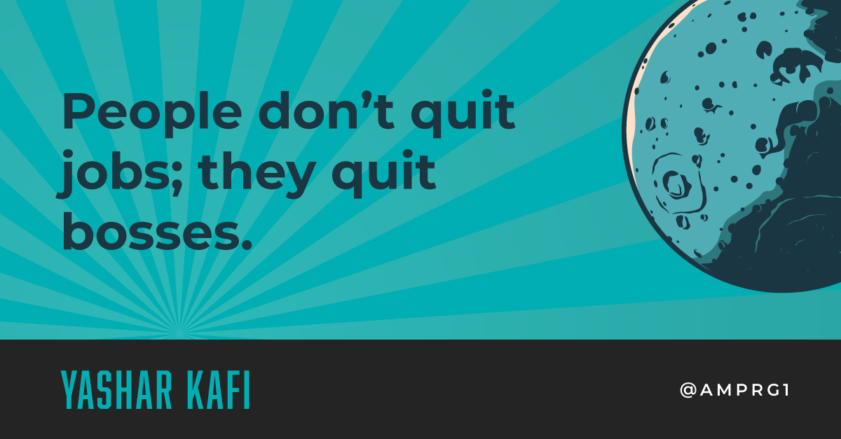 AMPRG1's tweet photo. Have you ever heard the term "people don't quit jobs, they quit bosses"? 

Do you believe that's true? Give us 👍 if you do and tell us your bad boss story. 

#leadership #badboss https://t.co/gkXlo9Camr