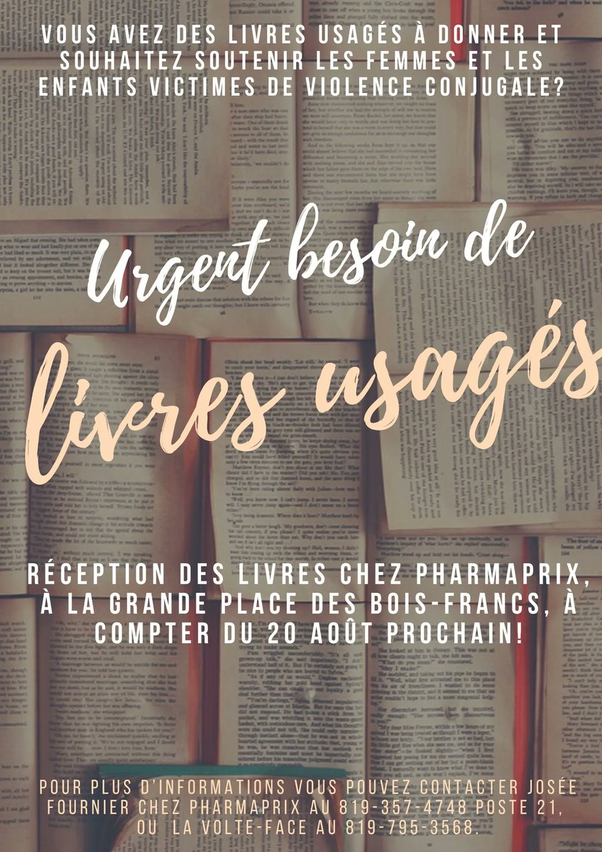 Marie-Pier Boucher et Frédérick Michaud, ont accepté l'invitation de la Maison d'hébergement La Volte-Face en remettant 4 caisses de livres usagés. Les profits serviront à venir en aide aux femmes et aux enfants victimes de violence conjugale de la région. #mrcdarthabaska