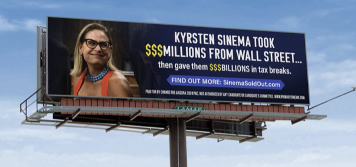 NEWS: We just put two billboards up outside the Phoenix airport. If you want to make sure that <a href="/kyrstensinema/">Kyrsten Sinema</a> gets the message, please RT.