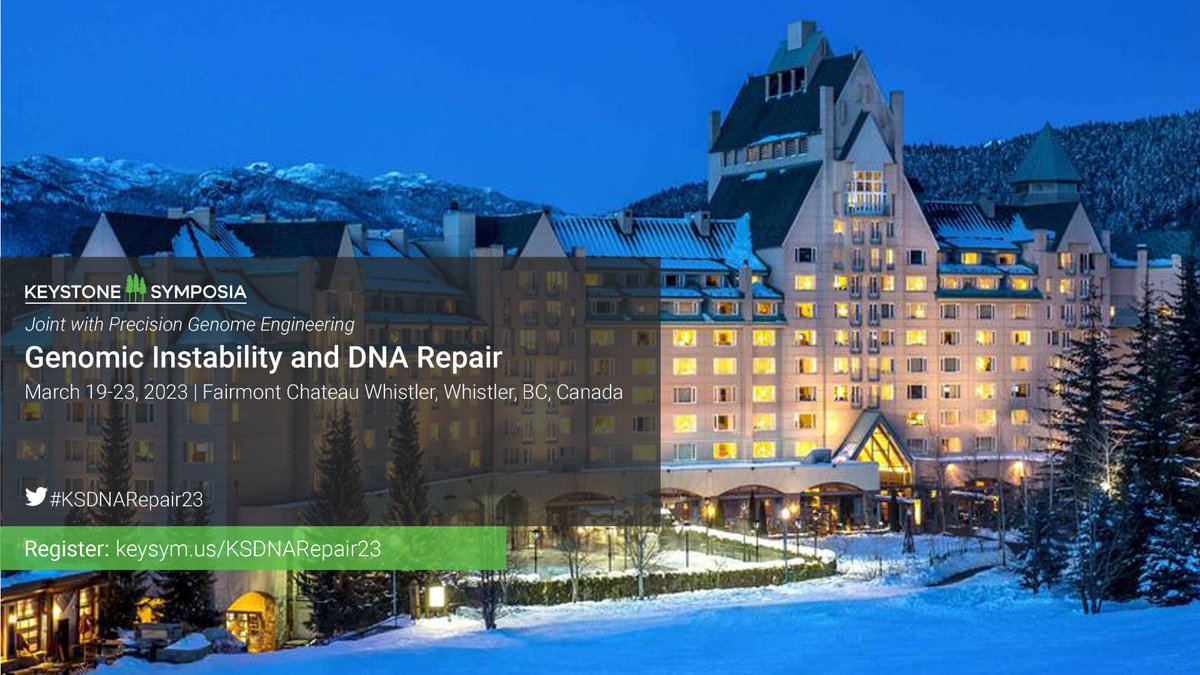 Join us at the Genomic Instability and DNA repair Keystone meeting this March in Whistler! @doudna_lab @AgnelSfeir @ZhaoLab_SKI @LabLegube @altmeyerlab @KarimMekhail @hopfnerlab @RogerRogergr @nussenza @durocher1 @HelleUlrich @FdAdF66 @KarleneCimprich