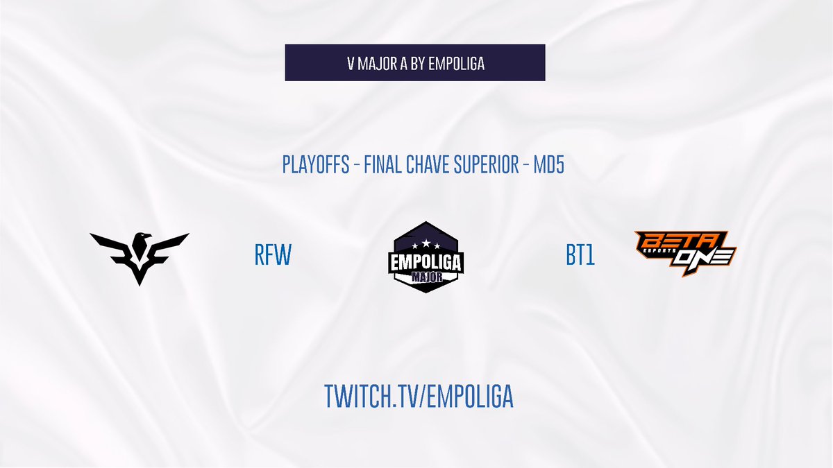 HOJE SAI UM FINALISTA DA #EMPOLIGAMAJOR A!

As 2 melhores equipes do torneio até aqui, com campanhas bem parecidas, vêm em busca da vaga antecipada na decisão do campeonato!

Final da Chave Superior!
<a href="/Forward_esports/">Rise Forward #GOFW 🕊</a> x <a href="/betaoneesports/">Beta One eSports</a> 

Md5 a partir das 19h na tela da #Empoliga!