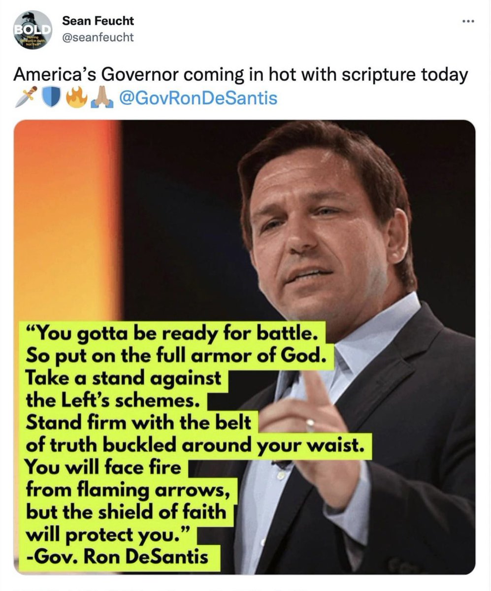 seanfeucht's tweet photo. So @GODTV attacked me for sharing a post with @GovRonDeSantis quoting scripture. 

Here is my response: https://t.co/6bBbsmPhMz