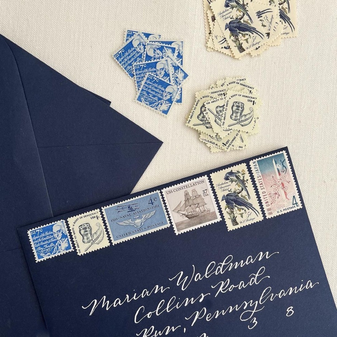 Paper_Source's tweet photo. It’s #mailroommonday and we’re digging the blue hues on this gorgeous night envelope. Are you a fan of vintage postage stamps?
#papersource #snailmail #envelopes #paperbar #envelopeart #vintagepostage #postage #postageart #vintage #calligraphy #envelopeaddressing https://t.co/3KquFNFbx7