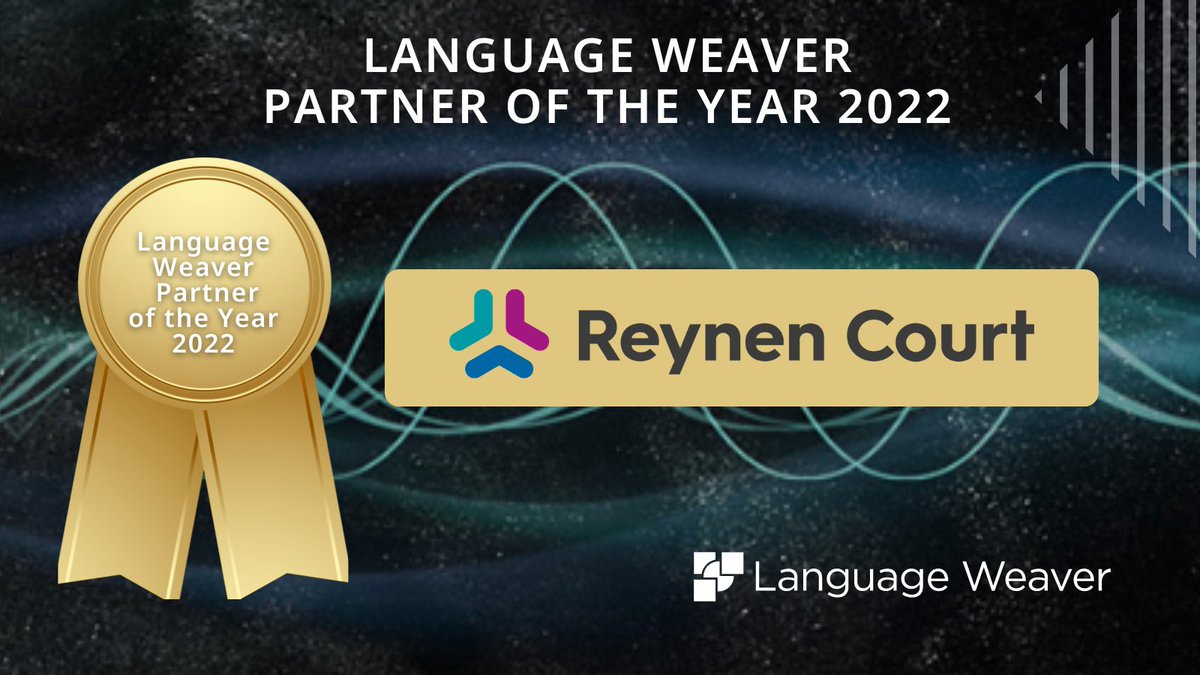 <a href="/Language_Weaver/">Language Weaver</a> are delighted to announce that <a href="/reynencourt/">Reynen Court</a> have been named Partner of the Year for 2022!

Reynen Court’s platform offers Language Weaver to firms looking to improve eDiscovery and communications.

hubs.ly/Q01kDJ-10