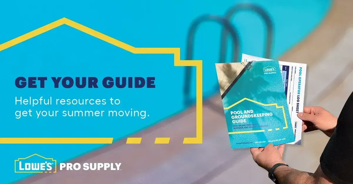LowesProSupply's tweet image. Keep your pool clean and clear all summer long. Check out this year’s guide, complete with pool operator log sheet and checklist. Shop the full selection at buff.ly/3dL1Btf

#PoolOperator
#PoolMaintenance
#PoolSupplies
#LowesProSupply