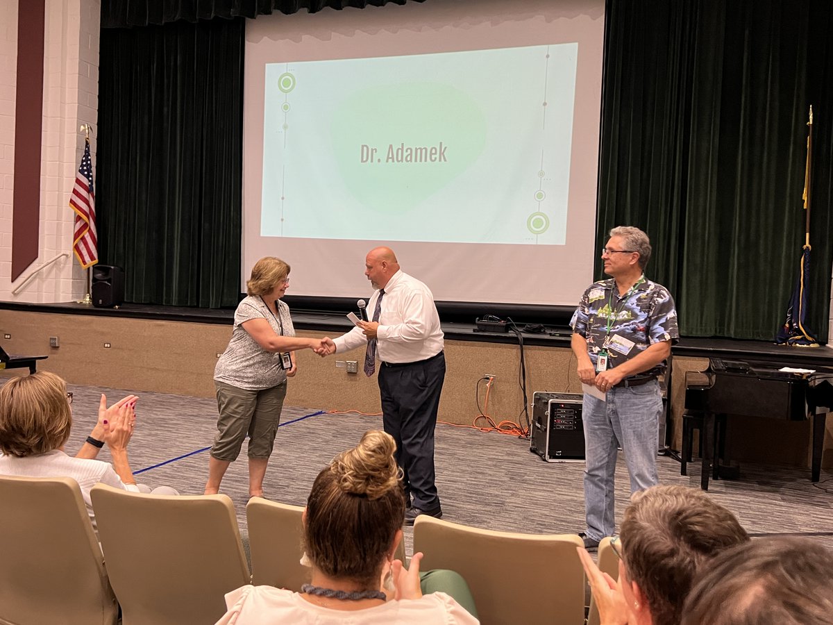 WestPerrySD's tweet photo. This morning, Barbara Gray and Duane Wright were honored for their years of service to the district.  Mrs. Gray, a learning support teacher, has 42 years of service, and Mr. Wright, a music teacher, has 38 years of service. https://t.co/Msyz5DM7Wh