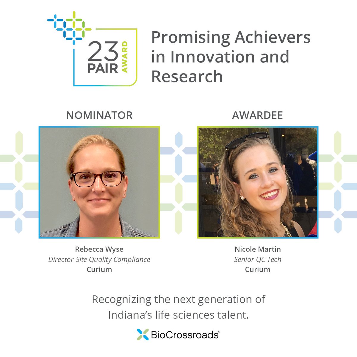 BioCrossroads's tweet photo. .@Curium’s Rebecca Wyse sees her #23Pair, Nicole Martin, on the job every day. “Nici is always willing to lend a hand, in any way she can…her peers view her as a wealth of technical knowledge and expertise…nothing is off limits, and it makes working with her a joy.” https://t.co/MeZCv9SLfG