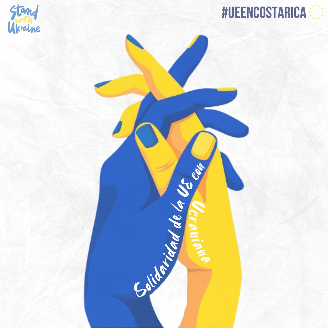 UEenCostaRica's tweet photo. La Unión Europea está con Ucrania y con su gente. Las medidas de apoyo incluyen:

- Acogida de refugiados
- Asistencia en materia de protección civil
- Ayuda humanitaria
- Ayuda macrofinanciera
- Apoyo militar

#ueencostarica🇪🇺🇨🇷 #StandWithUkraine #CreativesForUkraine https://t.co/A9U9GE9CtV