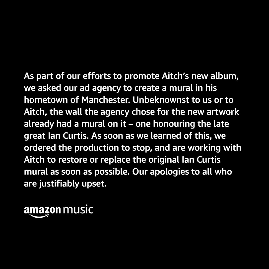 CrushFFF's tweet photo. Amazon apologise after iconic Ian Curtis mural painted over to promote new Aitch album.
π #C2H #mastermind #lynxai #LADbible #bakar #ajtracey #edsheeran #IanCurtis #explorepage #IanCurtis #rap #aitch #grime #ukrap #grmdaily #ukdrill #ajtracey #ukgrime #drill #ukmusic https://t.co/RkzR3nH1jt