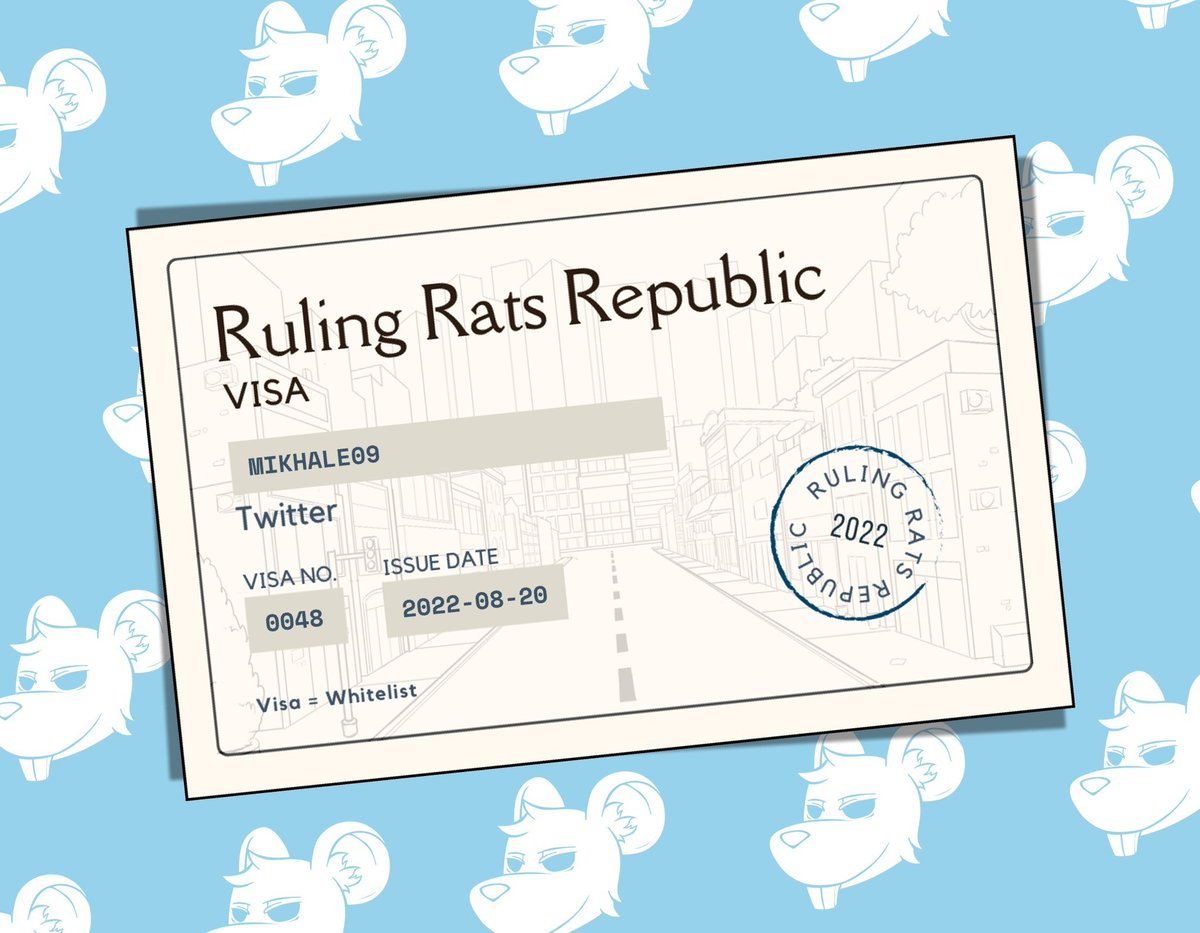 Got my VISA <a href="/RulingRatsNFT/">Ruling Rats</a> 
Welcome to the RRR!