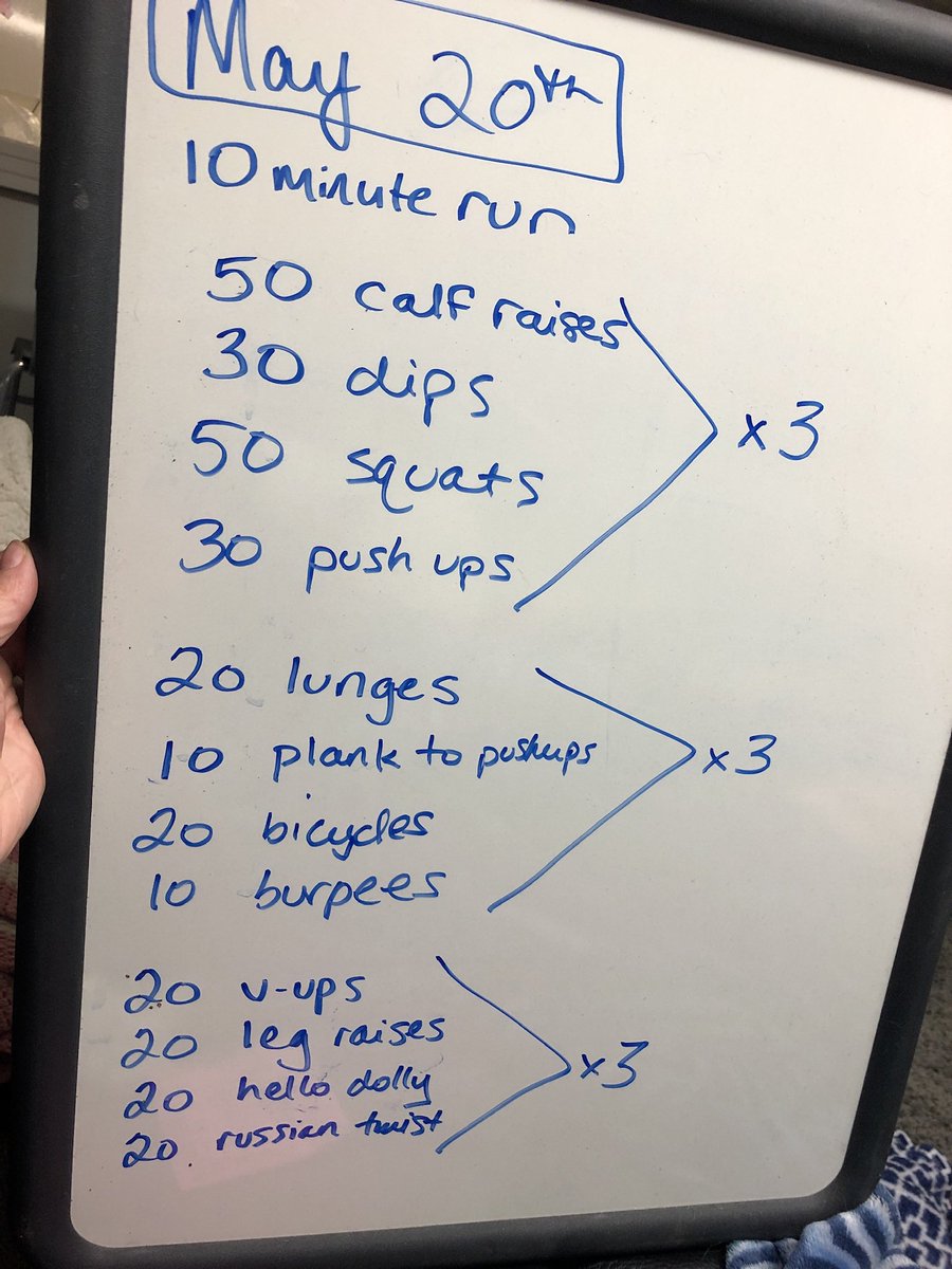 michelejaker's tweet photo. @BballWarehous Day 22 - brought back an old quarantine workout! 10 min warmup, 40 min circuit, 5 min stretch #nodaysoff https://t.co/NvYr4qMBND