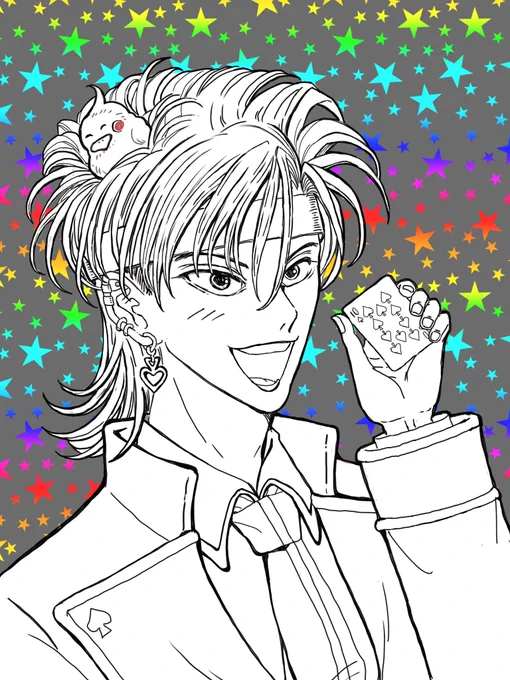 今日のここまで明日は色塗りしたい⋯  てか、君の思考は  きっとカラフル#トランプ #イラスト #落書き 