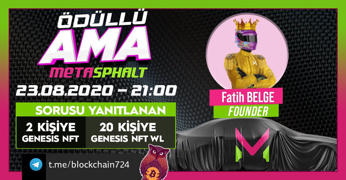 Yarın 21:00’da Metasphalt kurucusuyla yapacağımız ve bol bol ödüller dağıtacağımız Ask Me Anything (AMA) etkinliğine herkes davetlidir!

🏎 <a href="/MetasphaltNFT/">Metasphalt</a>

🦉t.me/blockchain724

❤️ Takip edin

#nft #Metaverse #NFTGiveaways #nftcollections #ama #Giveaway #Airdrop