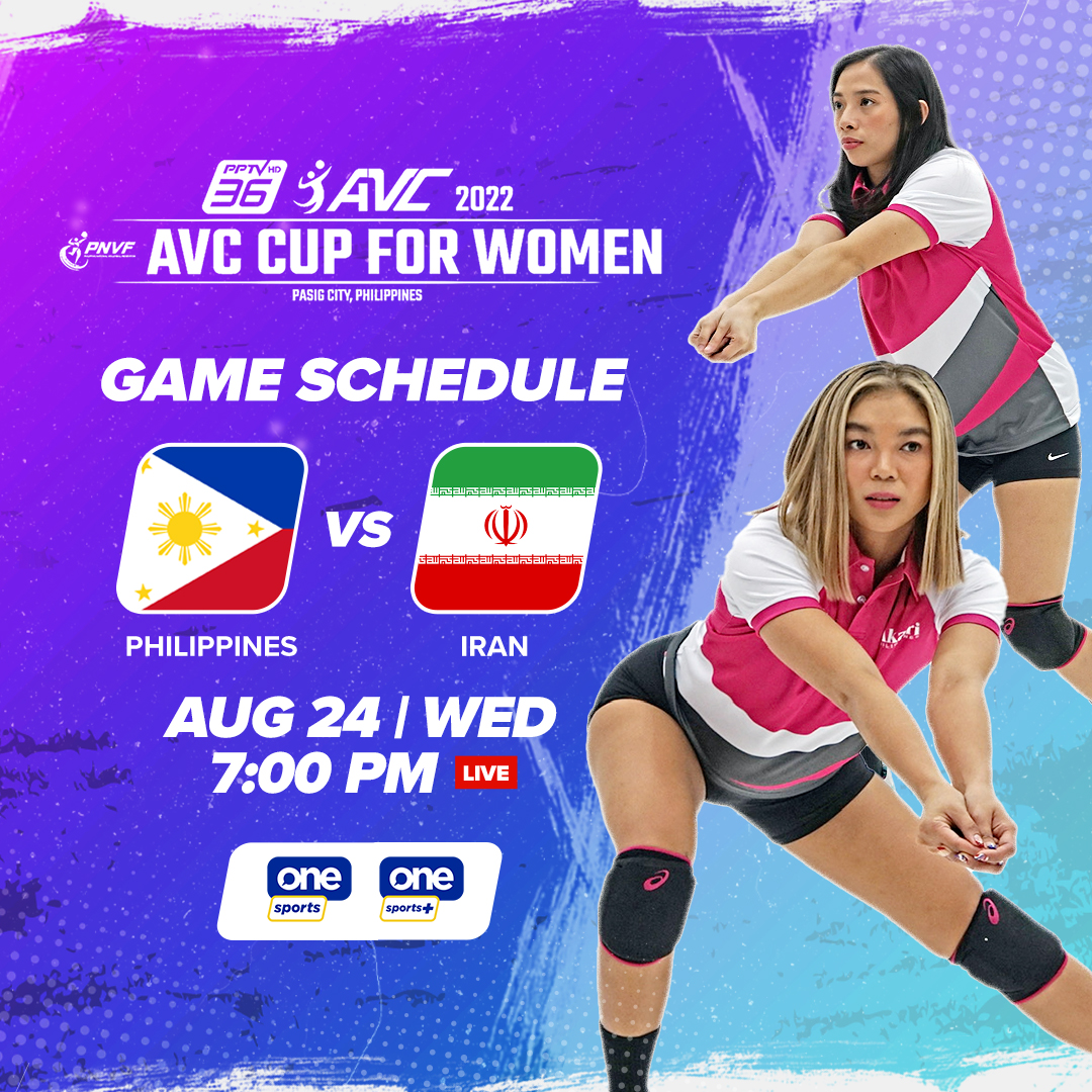 One Sports on Twitter "2022 AVC Cup for Women Philippines vs. Iran 📅 August 24 ⏰ 7 p.m. LIVE 📺