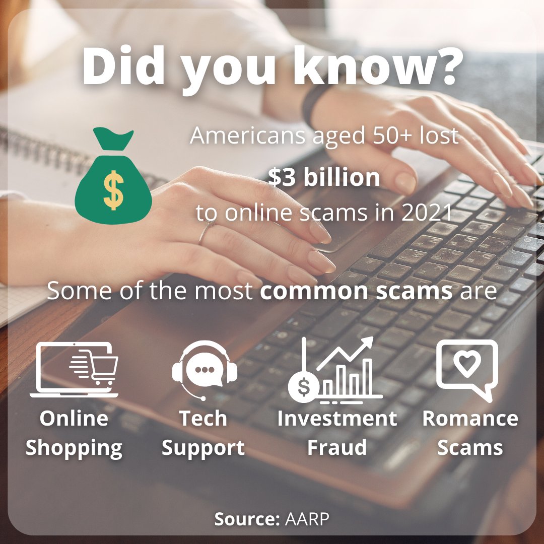 Older Americans lost $3 BILLION to #cybercrime in 2021. A 62% increase from 2020!

Learn how to protect you and your loved ones in our free #OnlineSafety workshop at <a href="/CarrollCC/">Carroll Community College</a>. Our last summer session is tomorrow - no registration required! Learn more at magicinc.org/events/senior-…