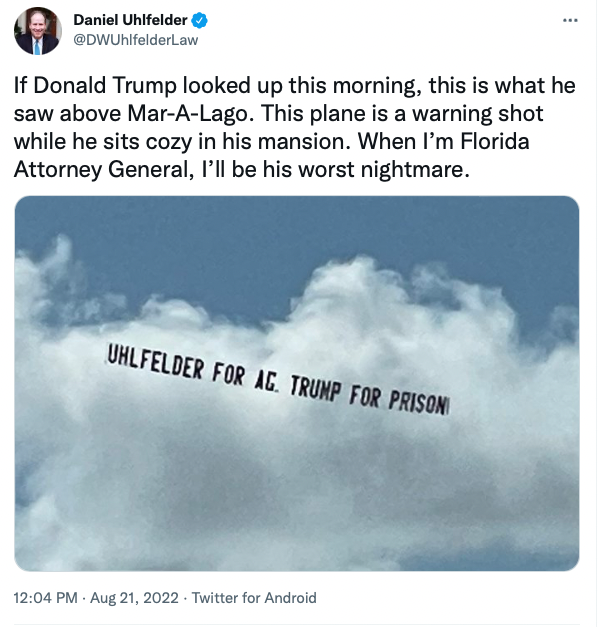 FlaResearch's tweet photo. While @FlaDems leader Anna Eskamani raises the alarm about a "climate emergency," her fellow Florida Democrats are renting airplanes to fly banners that mock and threaten politicians they dislike.

What is the carbon footprint of this campaign? https://t.co/SO3ghYWtDZ
