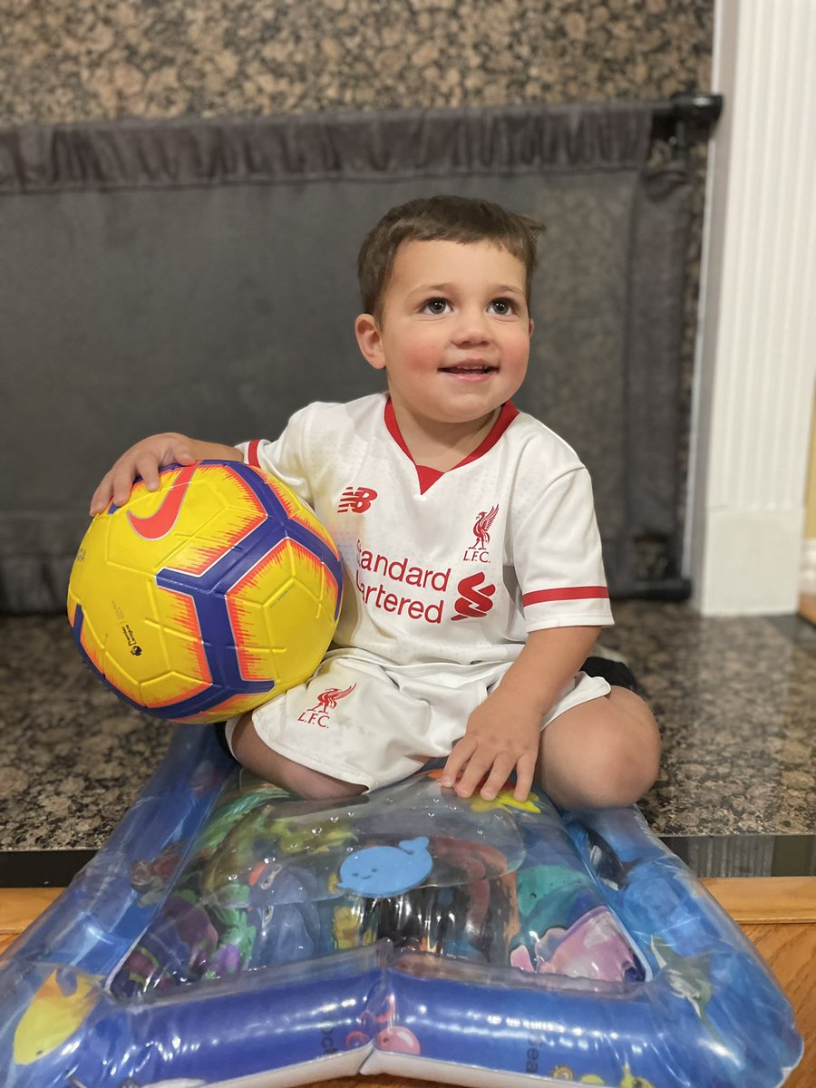 RVarisella's tweet photo. Liverpool match day! Ezio showing his support today at daycare!! #MyPLMorning @LFC @LFCUSA https://t.co/qFJAMQ26wI