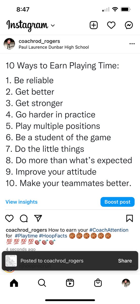 CoachRod_Rogers's tweet photo. How to #Earn #Playtime be in control of your own #Destiny #HoopFacts ๐๐ฏ๐ฏ https://t.co/JUx0Ful7AJ