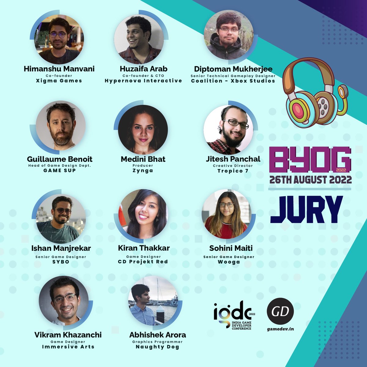 theindiagdc's tweet photo. In other news: BYOG 2022 Jury List is out 😍
We have
@himshanx
@dmsdomain
@pourlejeu
@IshanManjrekar
@khazanchi32
@aarora185
, Huzaifa Arab, Medini Bhat, Jitesh Panchal, Kiran Thakkar and Sohini Maiti.
Register at https://t.co/joCRpTopjM
#byog #byog22 #igdc22 #igdc #gamedev https://t.co/bviuZFUapt