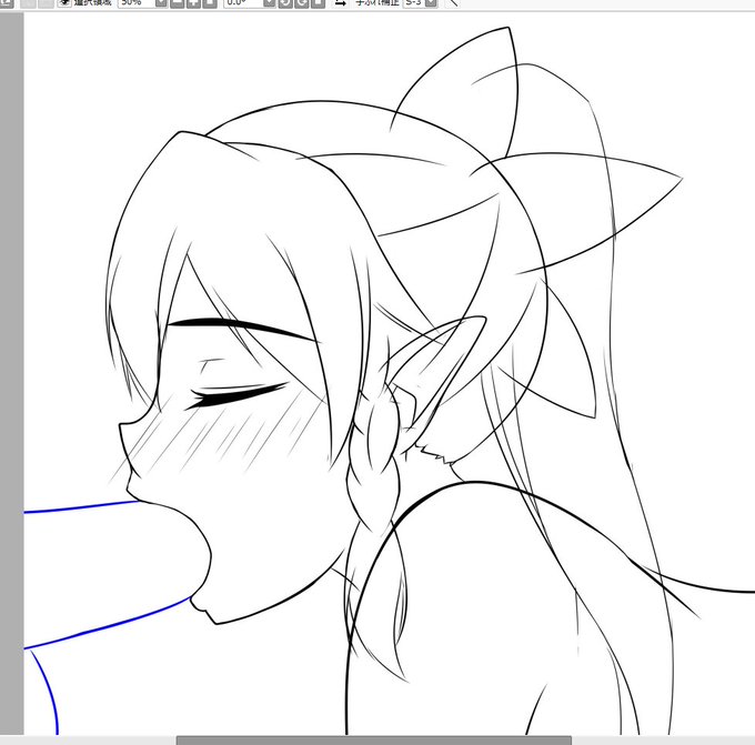 何かを咥えるシーンを描き描き〆('ー`)b 