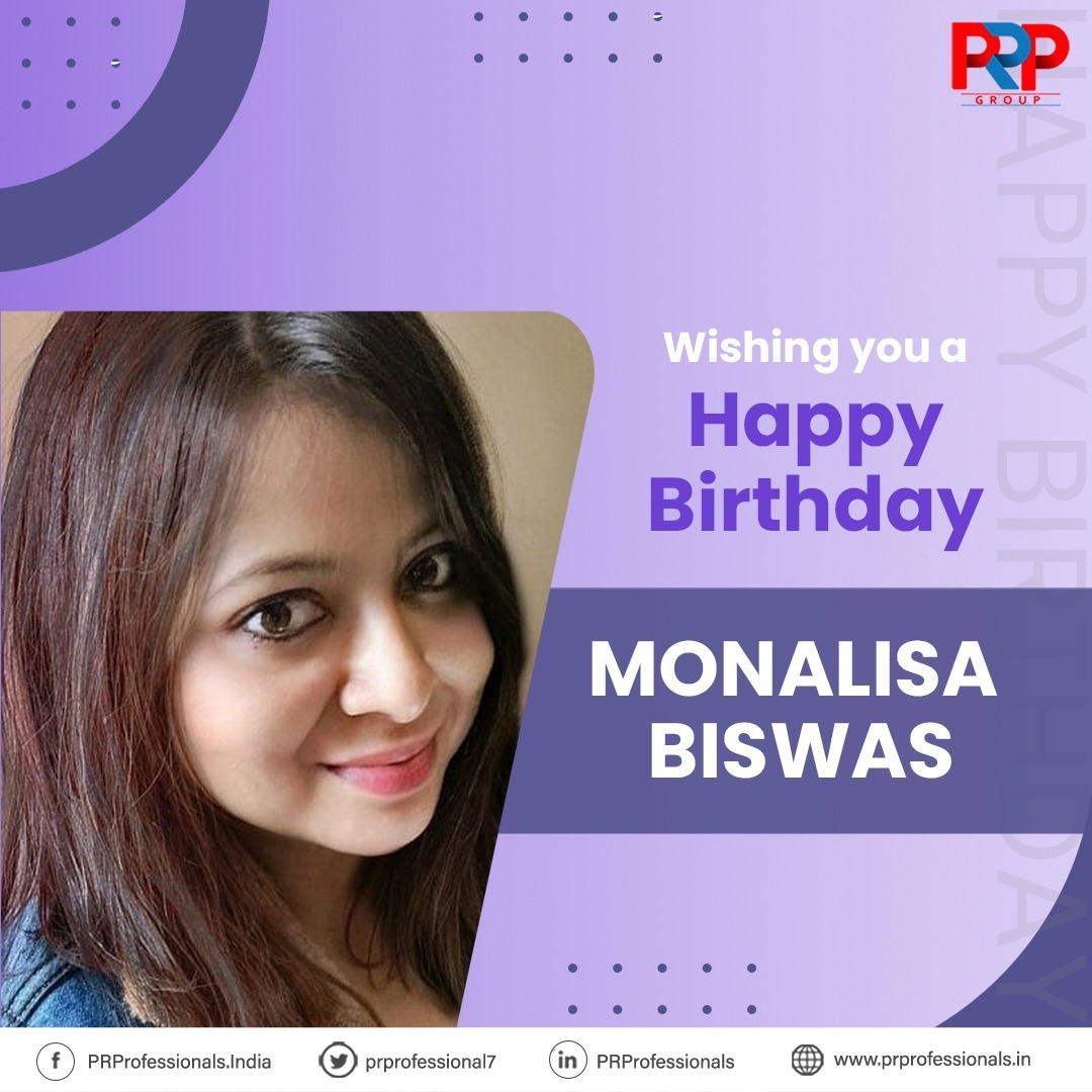 prprofessional7's tweet photo. Wishing #Monalisa_Biswas a very #HappyBirthday! May this birthday bring happiness and positivity for you. We wish you good luck and success in your future endeavors.

#PRP #Happy_Birthday #Birthday #PRProfessionals #PRPTeam #PRPGroup https://t.co/1JTrOkRmvU