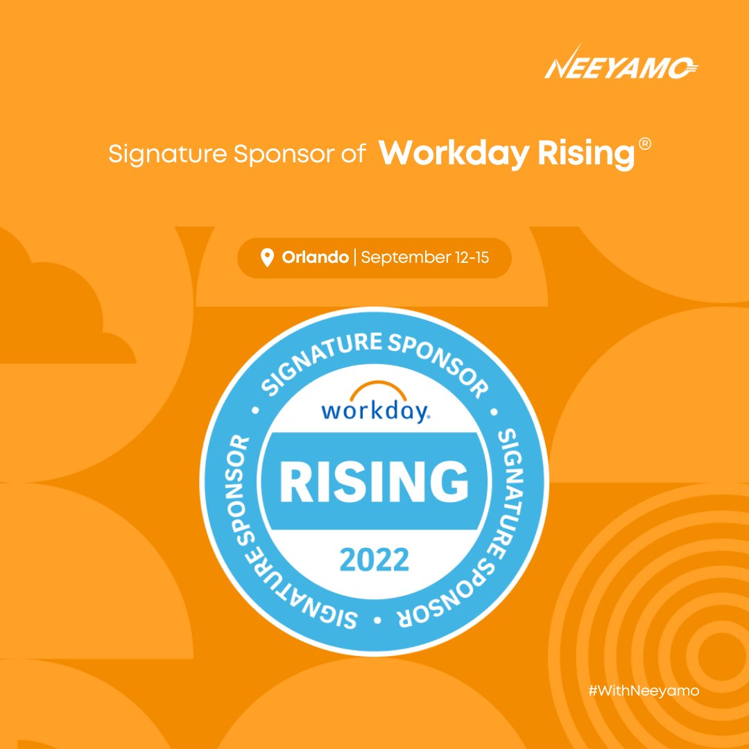 Neeyamo's tweet photo. Few more weeks to #WDAYRising!
Neeyamo is a #WDAYRising Signature sponsor, be sure to stop by our booth #603 and learn what's cooking in Global Payroll #WithNeeyamo
Know more: https://t.co/PpLjp5O90f
#StraightThroughPayrollProcessing #PayrollTechnology #CertifiedPartner https://t.co/0W9jrj1bzD