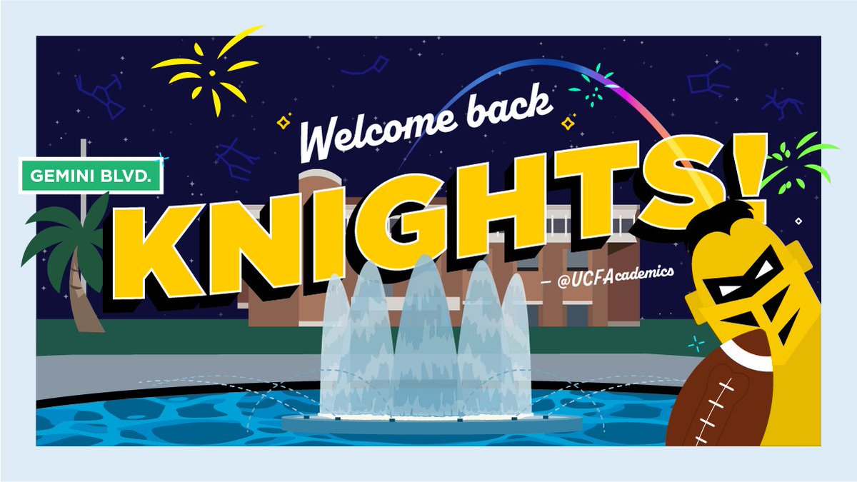 UCFAcademics's tweet photo. Charging on to a new school year ✨ Welcome back @UCF Knights! https://t.co/lZ0UNAH3z5