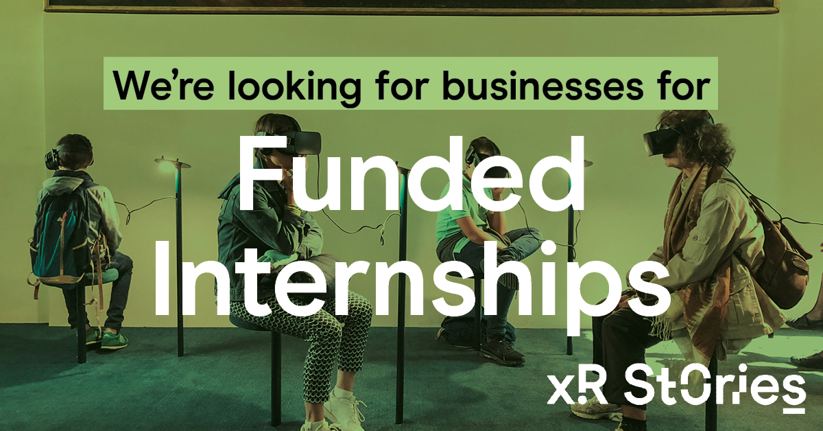 ⏰ Don't miss out on our Internships scheme! 📆 We’re seeking applications from SMEs who could host an intern for up to 12 weeks on an emerging technology focussed creative project. Deadline: Weds 31 August Apply now 👉 bit.ly/3Qo3GtD