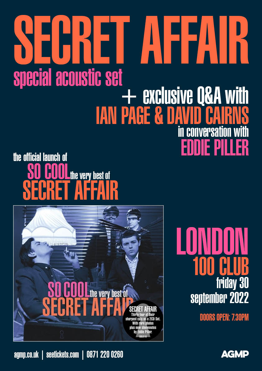 @SecretAffair79 will be performing a special acoustic set at @100clubLondon + Q&A with @eddiepiller on Sept 30th. The 'Best Of' on 1LP #vinyl and 2CD will be out on the 2nd Sept! Book tickets and order your copy here: secretaffair.lnk.to/bestof