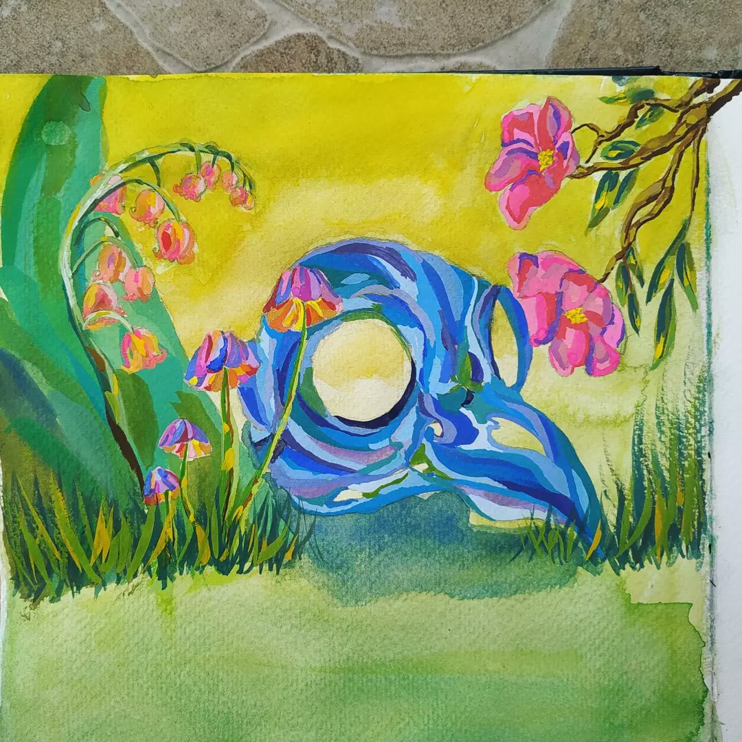 Olgaolis's tweet photo. Wanted to try a new way to color my drawing this time experimenting with new guache colors! The more I use them the more I like them! What do you think?
#guachepainting #colorfulskull #birdskull #skullart #lilyflowerart #mushroomart #smallartaccount #smallartist https://t.co/WjlqeDWrt6