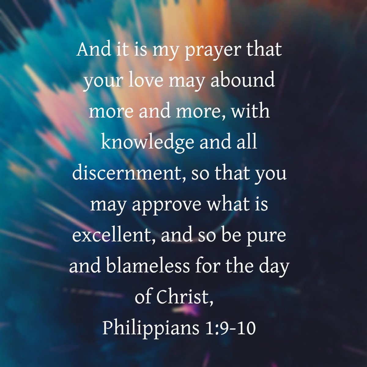 PrimalGuide's tweet image. And it is my prayer that your love may abound more and more, with knowledge and all discernment, so that you may approve what is excellent, and so be pure and blameless for the day of Christ,
Philippians 1:9-10 ESV

bible.com/bible/59/php.1…