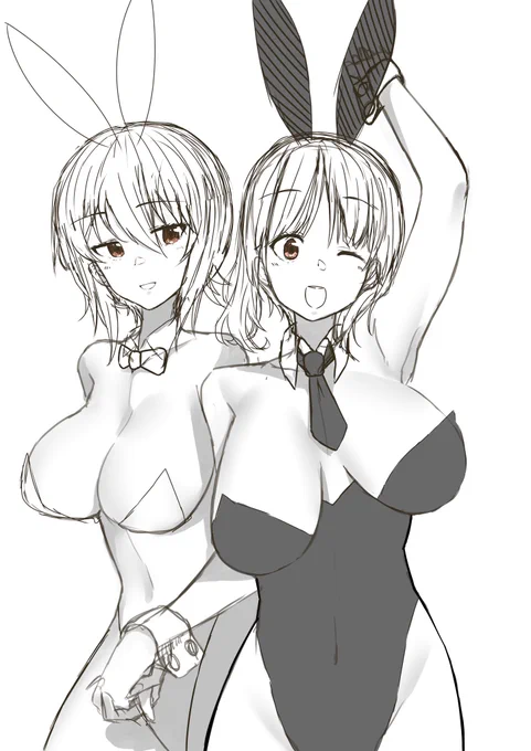 急いで描きかけバニー西住姉妹 #バニーの日 