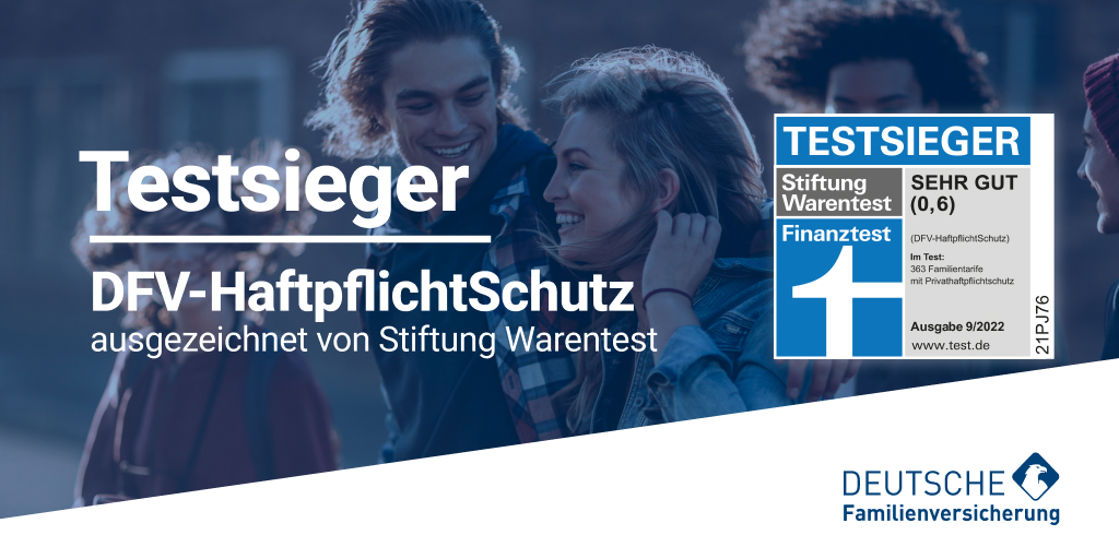 DFV_AG's tweet photo. Die DFV ist erneut Testsieger mit dem DFV-HaftpflichtSchutz. In der Ausgabe 09/2022 wurden von @warentest Privathaftpflichtversicherungen getestet.
Mehr erfahren Sie hier: https://t.co/krVskIVUFw
#insurtech #insurtechgermany #testsieg https://t.co/CaBjLoE1fs