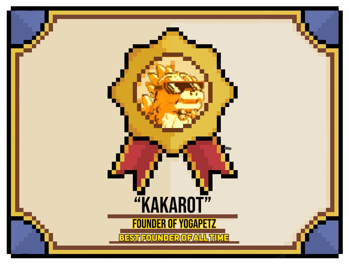 blueste60191978's tweet photo. Thank you for bringing  Yoga Petz to us, May you love this award for bringing love, peace, and spiritual health in NFT. 

"Kakarot"
The Best Founder of All Time

#BestFounder
#YGPZ 
#petzart 
@Yogapetz @Kakarot_F23 @yhopak1 https://t.co/iN9BnE6tmx
