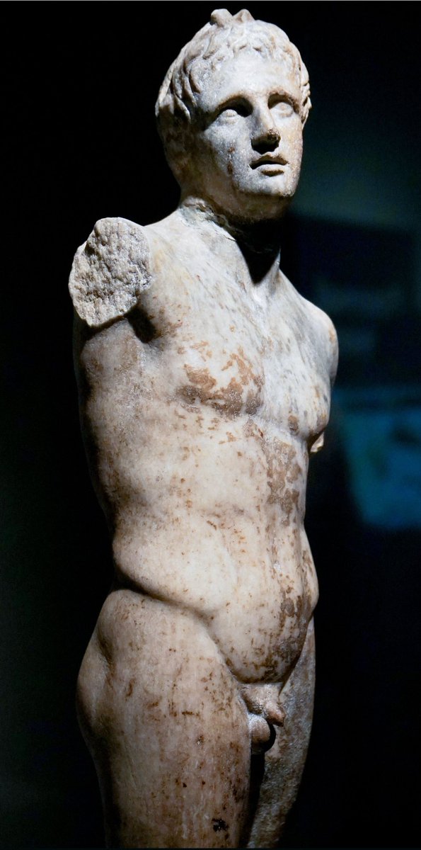 Marble statue of Alexander the Great as the god Pan. In Greek mythology, Pan is the god of the wild, sheperds and flocks. Discovered Pella, Macedonia, Greece. Dated 280 BC. From the exhibition - The Greeks: From Agamemnon to Alexander the Great. Photo: Anne Peterson