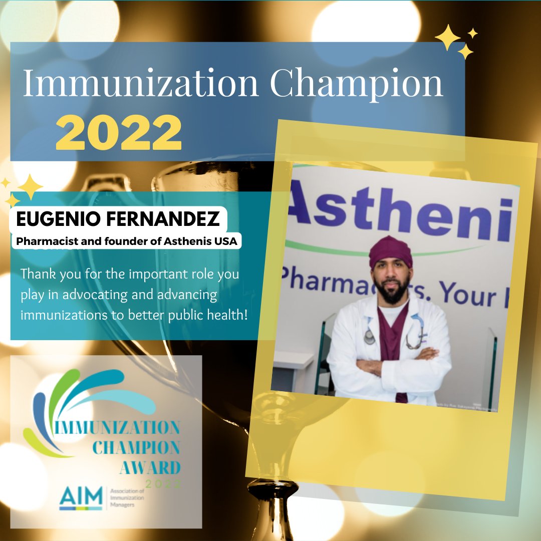 Congratulations to Eugenio Fernandez from Asthenis Pharmacy for being named as Rhode Island's #ImmunizationChampion!