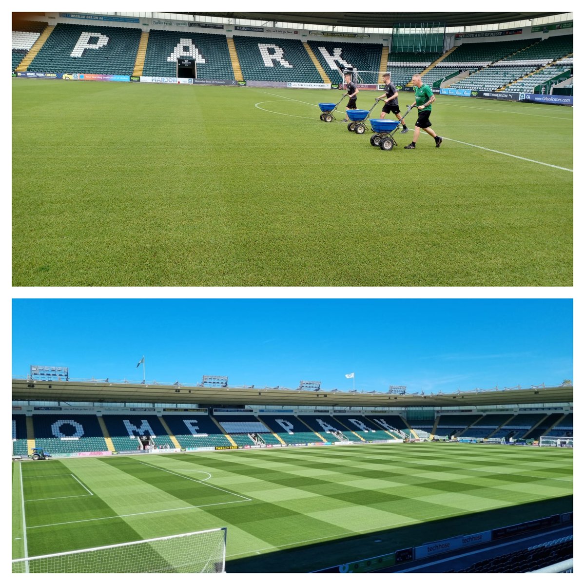 OriginAmenity's tweet photo. Multigreen 28-0-0 from #OriginAmenitySolutions, helping to build density at @Argyle - just in time for the start of the 2022/23 season.
Head Groundsman @chrisralph83 and his team were delighted with the results after using #Multigreen for the first time!
T: 0800 138 7222 https://t.co/Yo4s045jbl