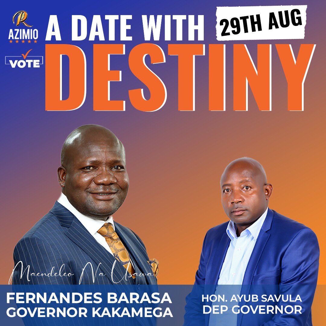 BarasaFernandes's tweet photo. 29th August is date with destiny.

#MaendeleoNaUsawa https://t.co/PCZSbbjf2k