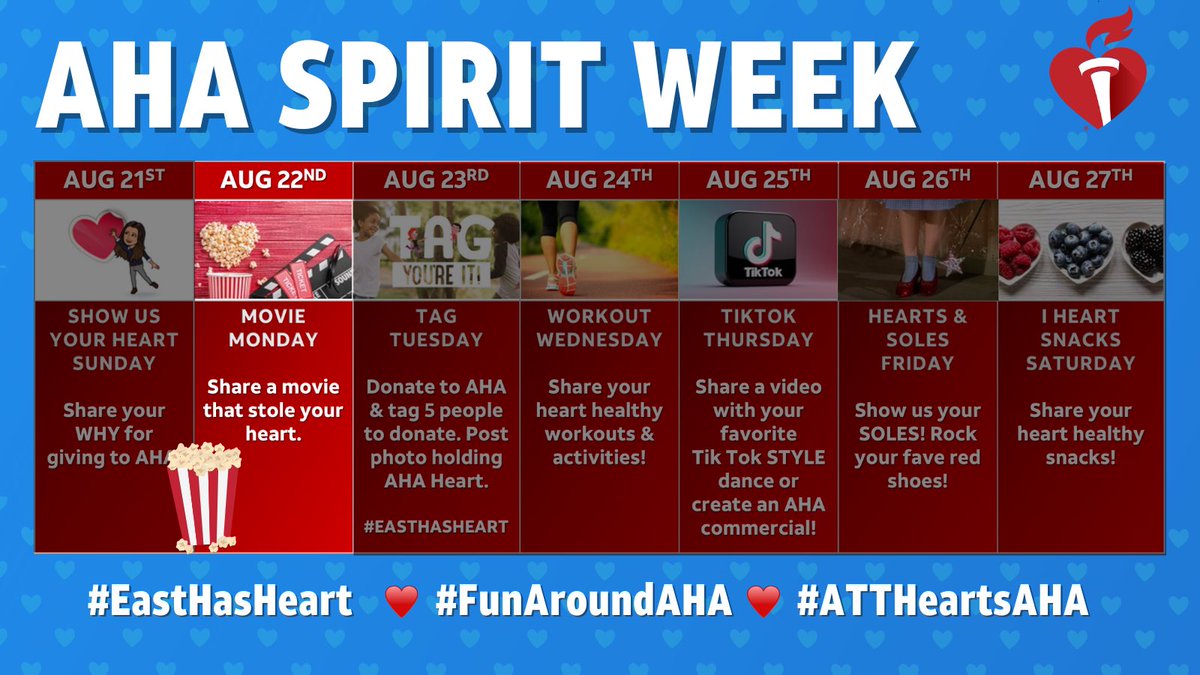 Retail_Markets's tweet photo. It’s Day 2 of our AHA Spirit Week and we want to know what movies 🎥 🍿 have stole your heart♥️! 

Share &amp; tag us! #EastHasHeart #FunAroundAHA https://t.co/B2v3mk2Snk
