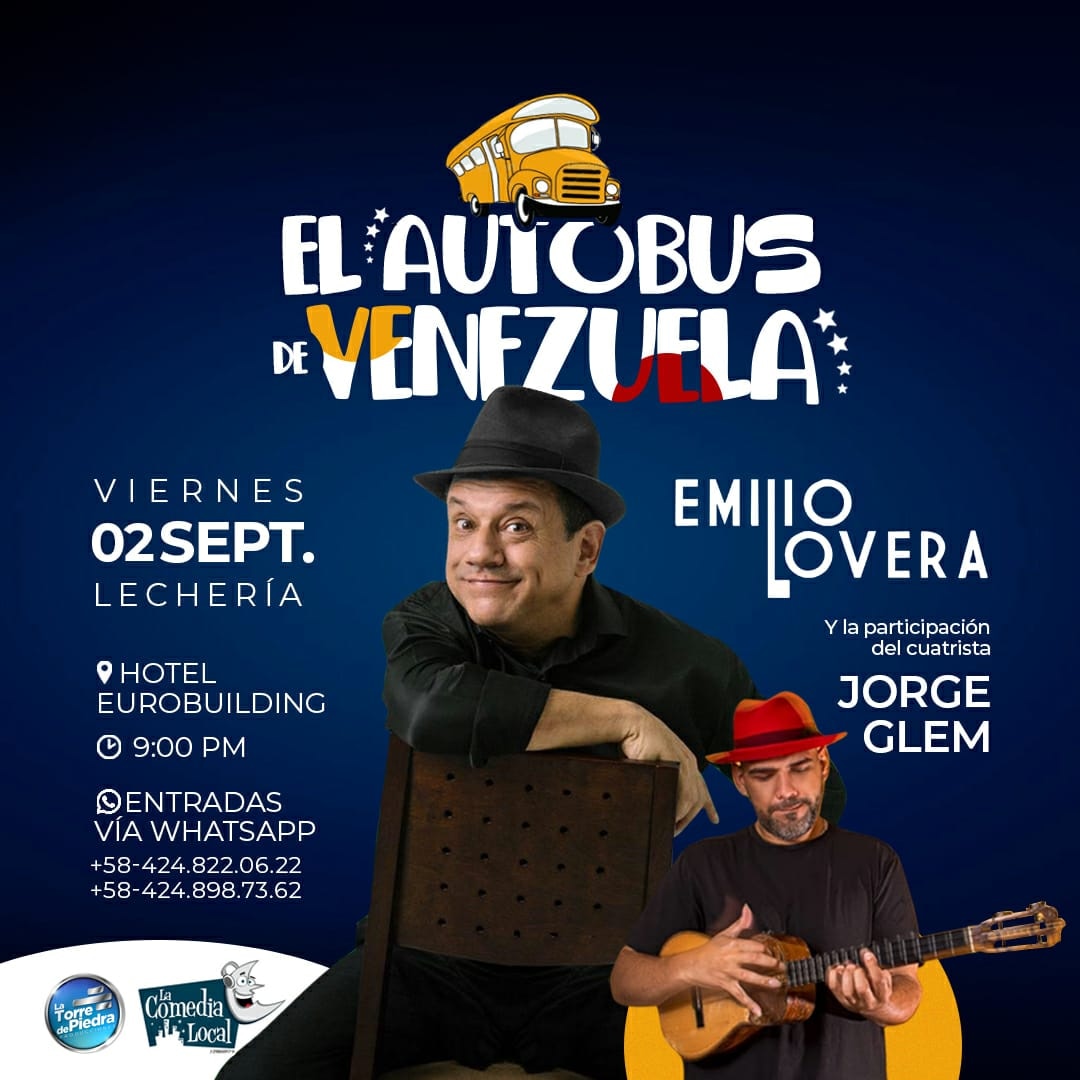El Viernes 2 de septiembre en las nuevas instalaciones del @eurobuildinglecheria disfrutaremos del extraordinario talento de nuestro compaito <a href="/jorgeglem/">Jorge Glem</a> quien se estará presentando junto a <a href="/emilioloveraof/">Emilio Lovera</a> en #ElAutobusdeVenezuela. 

Entradas por el WhatsApp del 04248220622